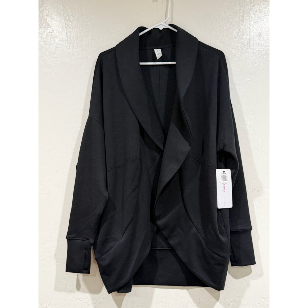 Yogalicious Scuba London Cardigan Black Open Front Thumbhole Wrap Jacket Small - Picture 2 of 7